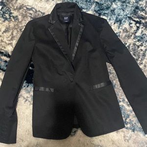 Gap Black Blazer with Satin Trim